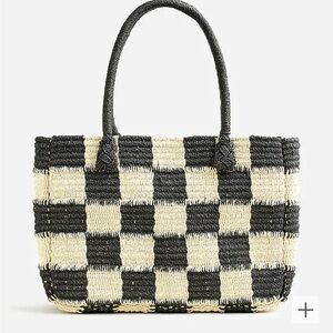 NWT JCREW tote in gingham straw